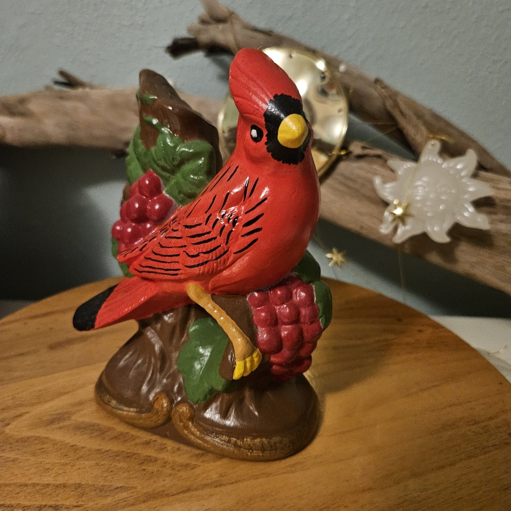 Vintage Hand-Painted Ceramic Cardinal Figurine